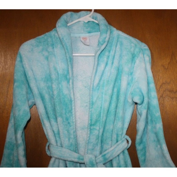 Wonder Nation Girl's Size L (10-12) Green & White Fleece Tie Dye Robe Pockets - Picture 2 of 8